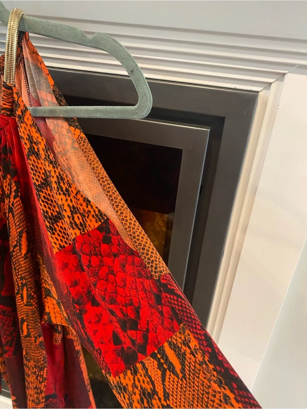 Women’s Micheal Kors  Retro, Y2K, Hobo,  Red & Orange Snake-Print  Top - M